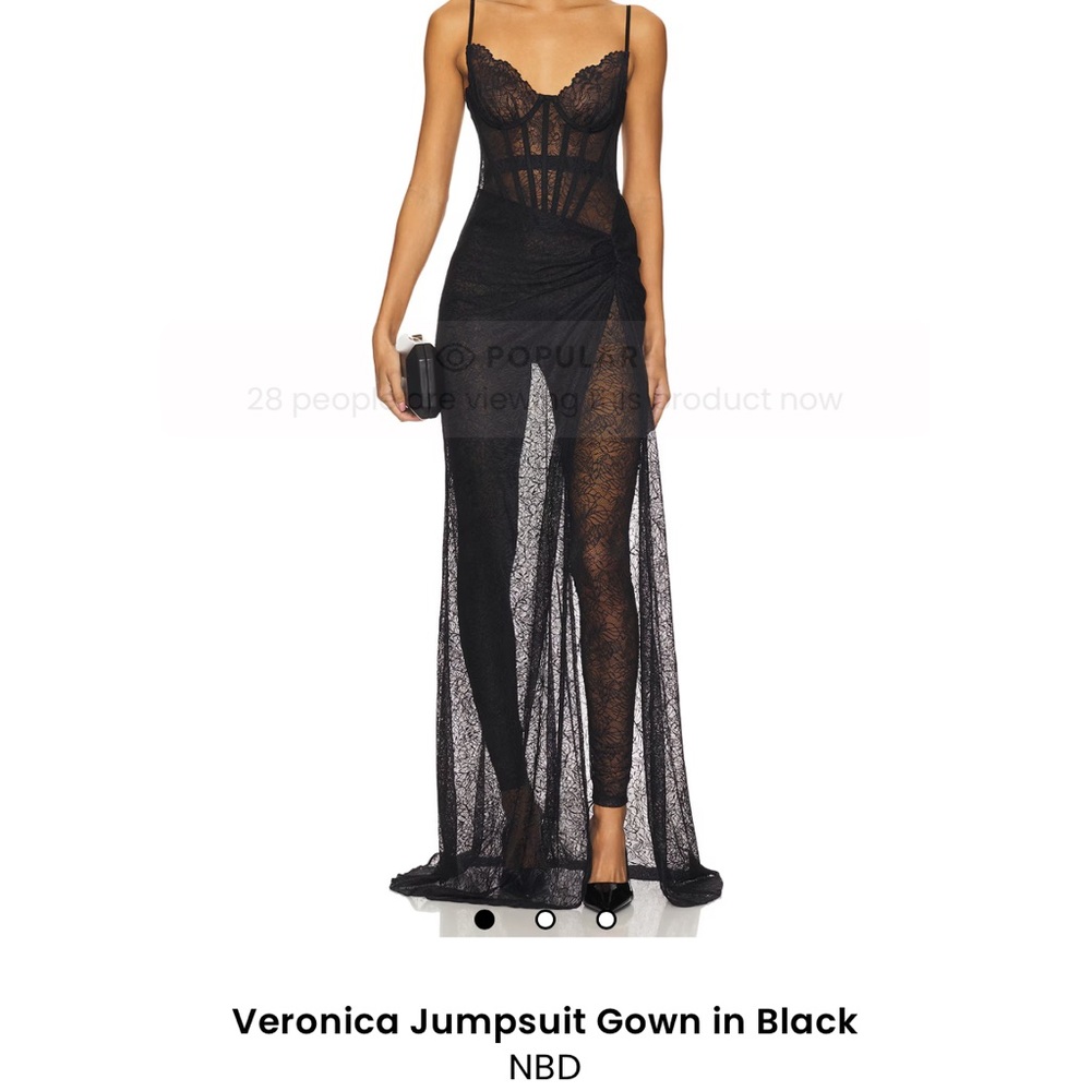 NBD Black Sheer Lace Jumpsuit